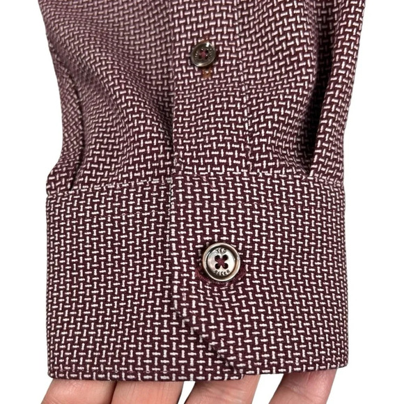 TED BAKER Soft Heavy Fabric Button Down Long Sleeve Men’s Patterned Shirt - Picture 5 of 7